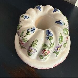 Vintage Soufflenheim Alsace France Signed Kugelhopf Bundt Cake Mold Pottery 6”